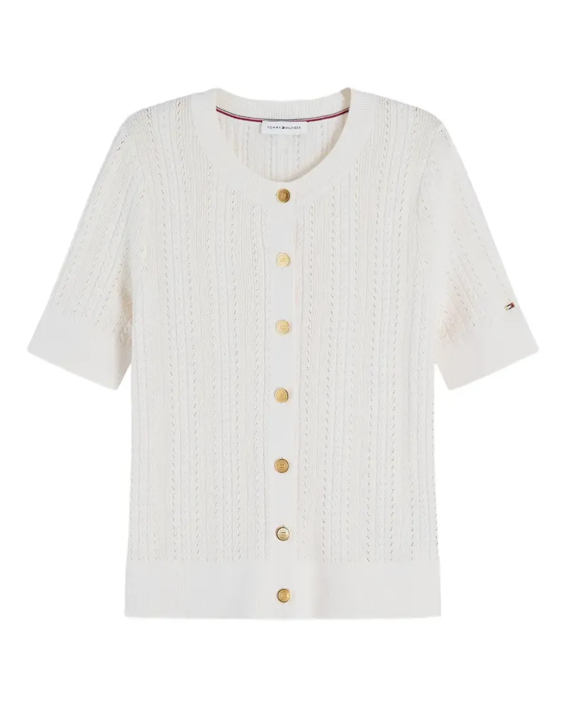 Tommy Hilfiger cable-knit short-sleeve cardigan - Weiß Weiß