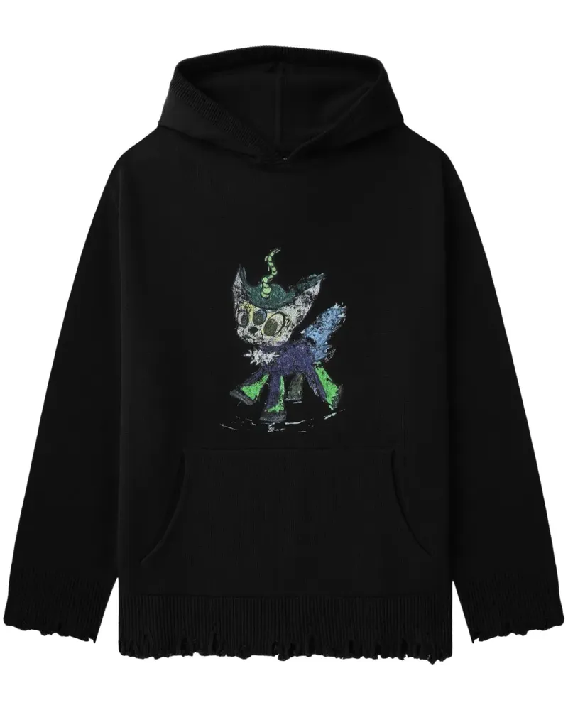 WE 11 DONE Grunge Monster Pony Hoodie - Schwarz Schwarz