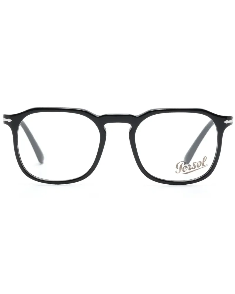Persol Runde PO3337V Brille mit Logo-Gravur - Schwarz Schwarz