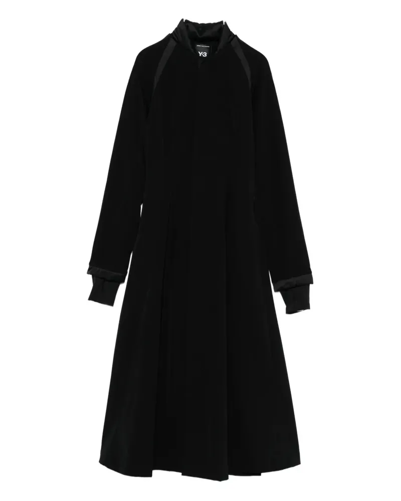 Y-3 padded-details pleated midi dress - Schwarz Schwarz
