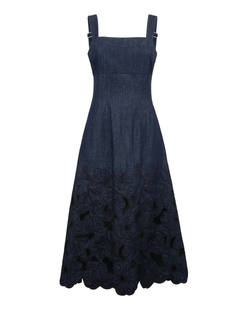 Veronica Beard Rosaura Midikleid mit floraler Spitze - Blau Blau