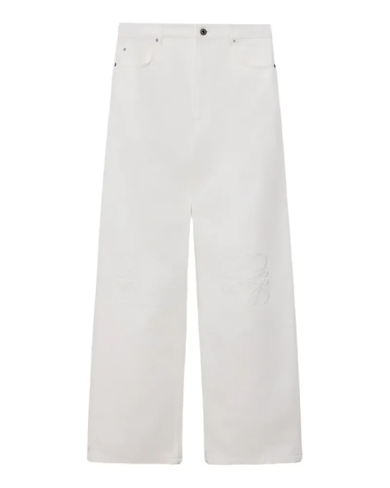 Loewe Baggy-Jeans mit Anagram-Stickerei - Weiß Weiß