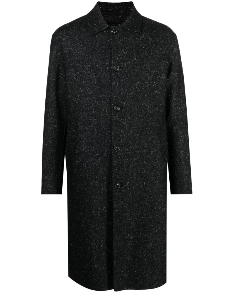LARDINI Melierter Mantel - Schwarz Schwarz