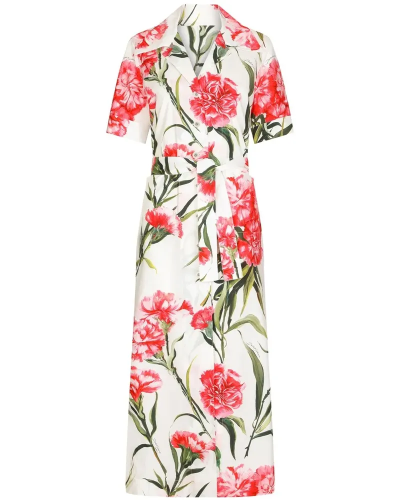 Dolce & Gabbana Hemdkleid mit Blumen-Print - Weiß Weiß