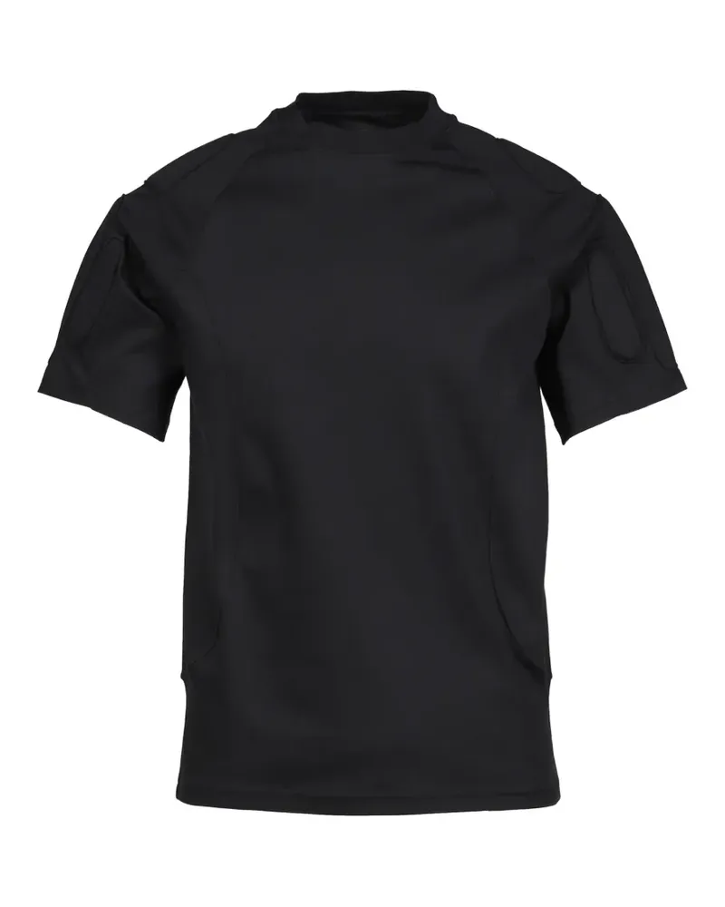 Heliot Emil Wattiertes T-Shirt mit Raglanärmeln - Schwarz Schwarz