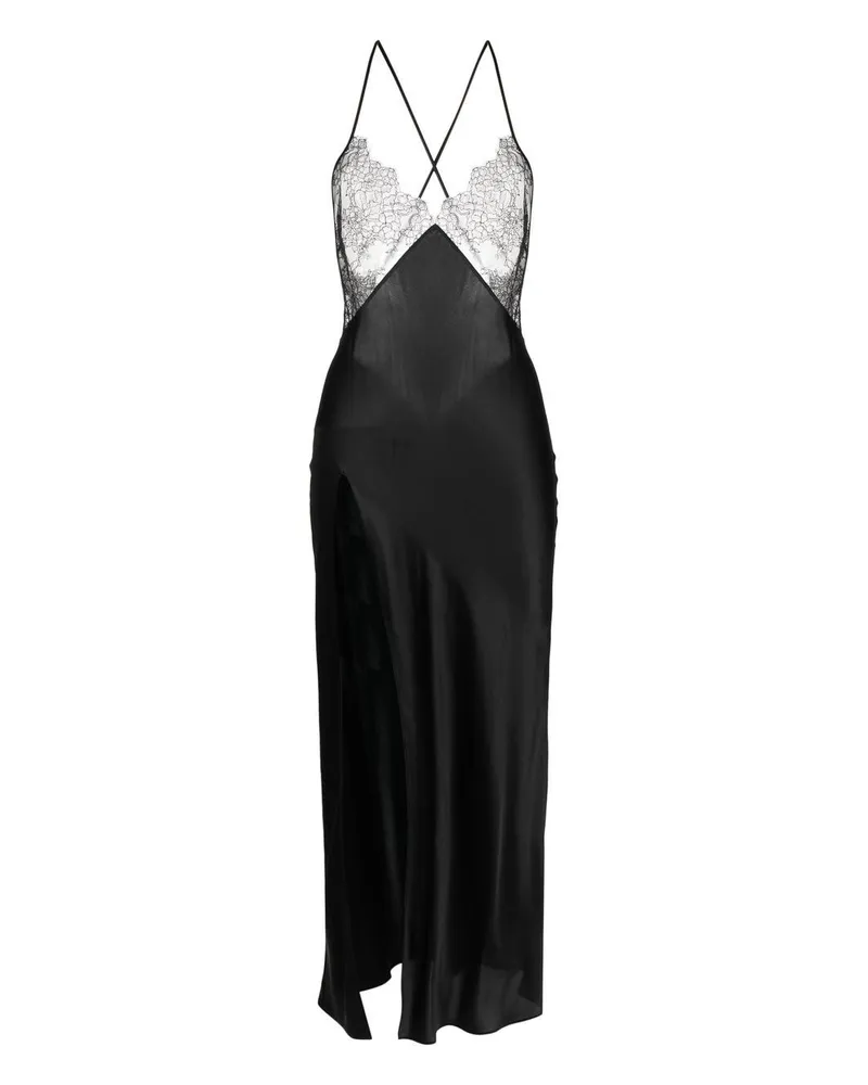 Maison Close Maxikleid mit Spitzeneinsätzen - Schwarz Schwarz
