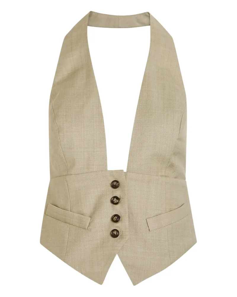 Ronny Kobo buttoned halter top - Nude Nude