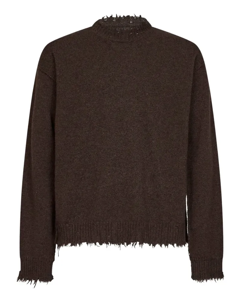 Uma Wang distressed-effect frayed-hem sweater - Braun Braun