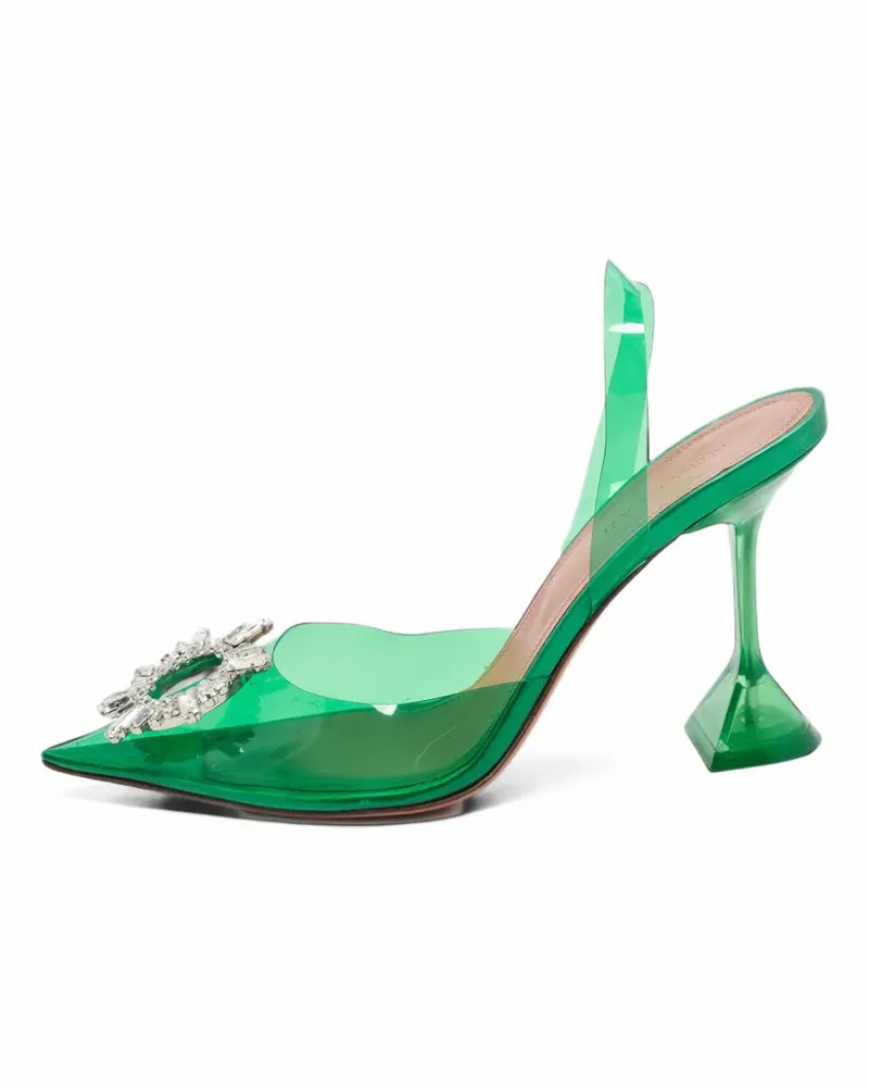 Amina Muaddi Begum Slingback-Pumps mit Kristallen - Grün Grün