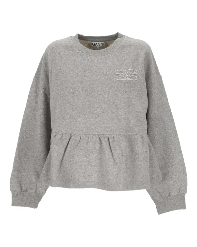Ganni crew-neck ruffled sweatshirt - Grau Grau