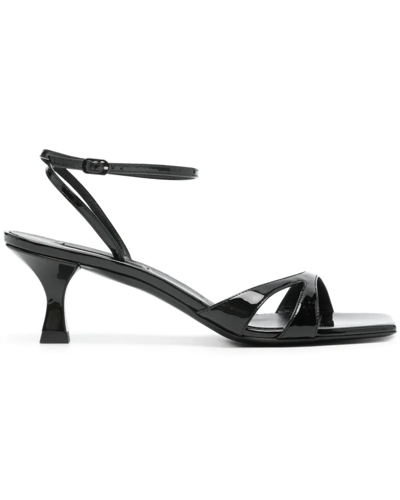 Casadei Sandalen aus Lackleder mit Cut-Out - Schwarz Schwarz