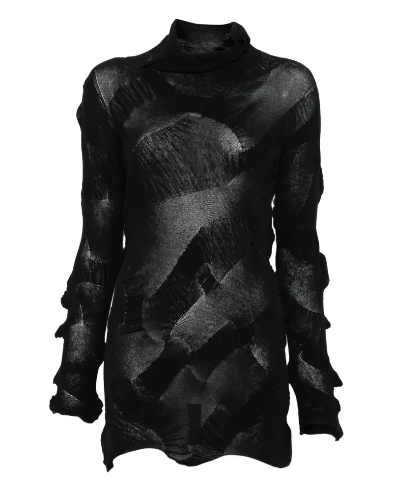 Yohji Yamamoto Gerafftes Kleid - Schwarz Schwarz