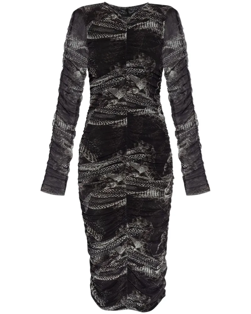 AllSaints Keiko Midikleid - Schwarz Schwarz