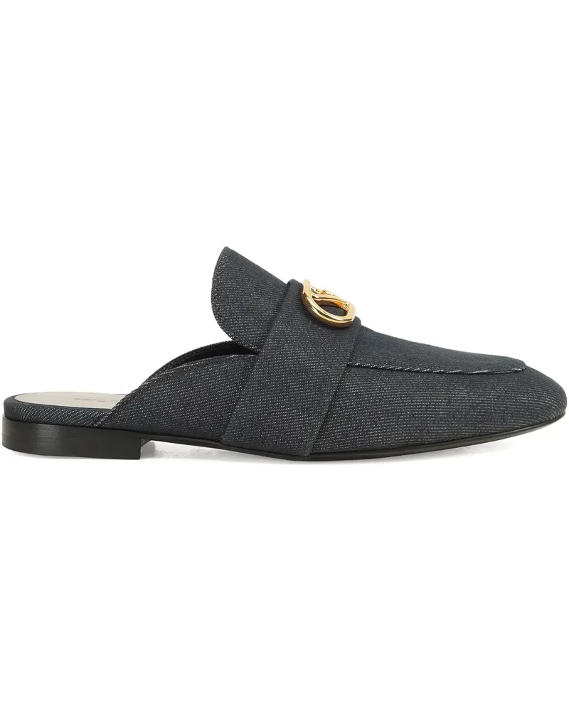 Sergio Rossi Mules mit Logo-Schild - Blau Blau
