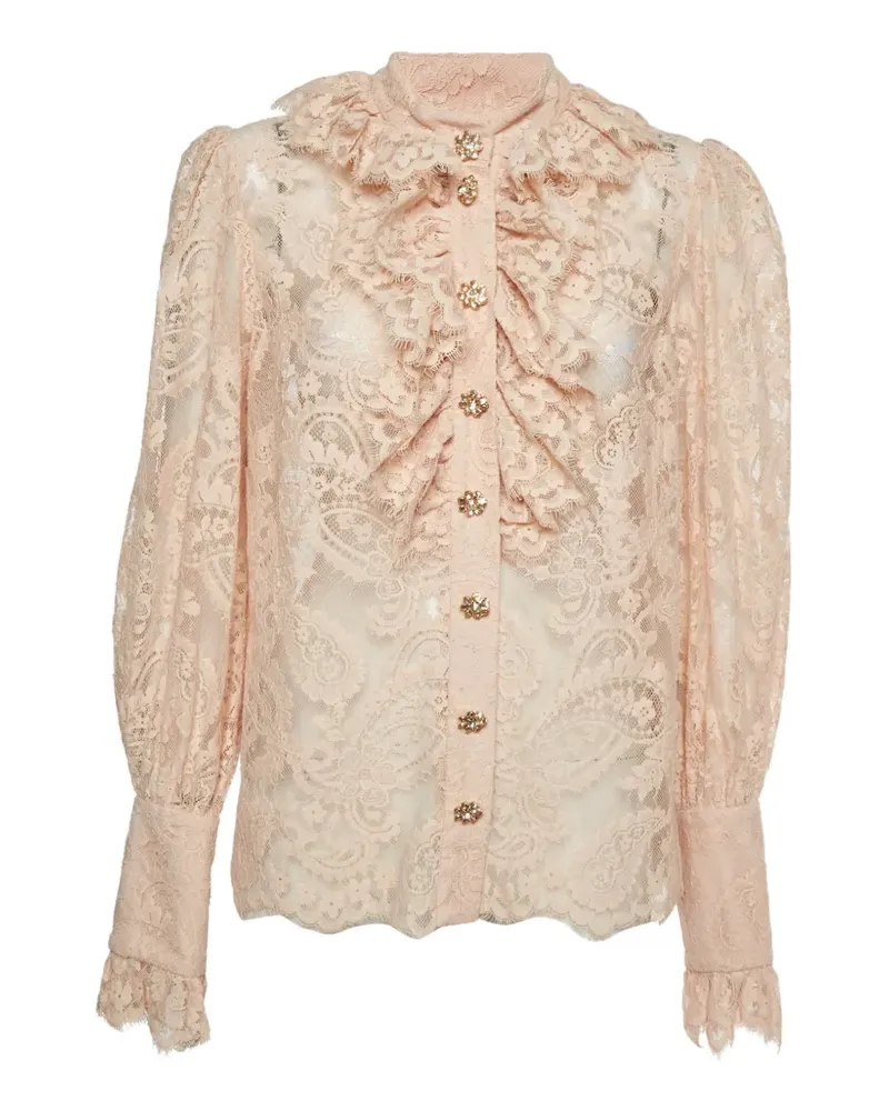 Zimmermann Semi-transparente Bluse mit Rüschen - Rosa Rosa
