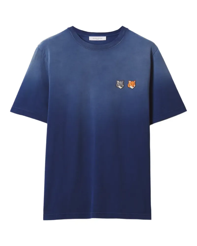 Kitsuné T-Shirt mit zwei Fuchsköpfen - Blau Blau