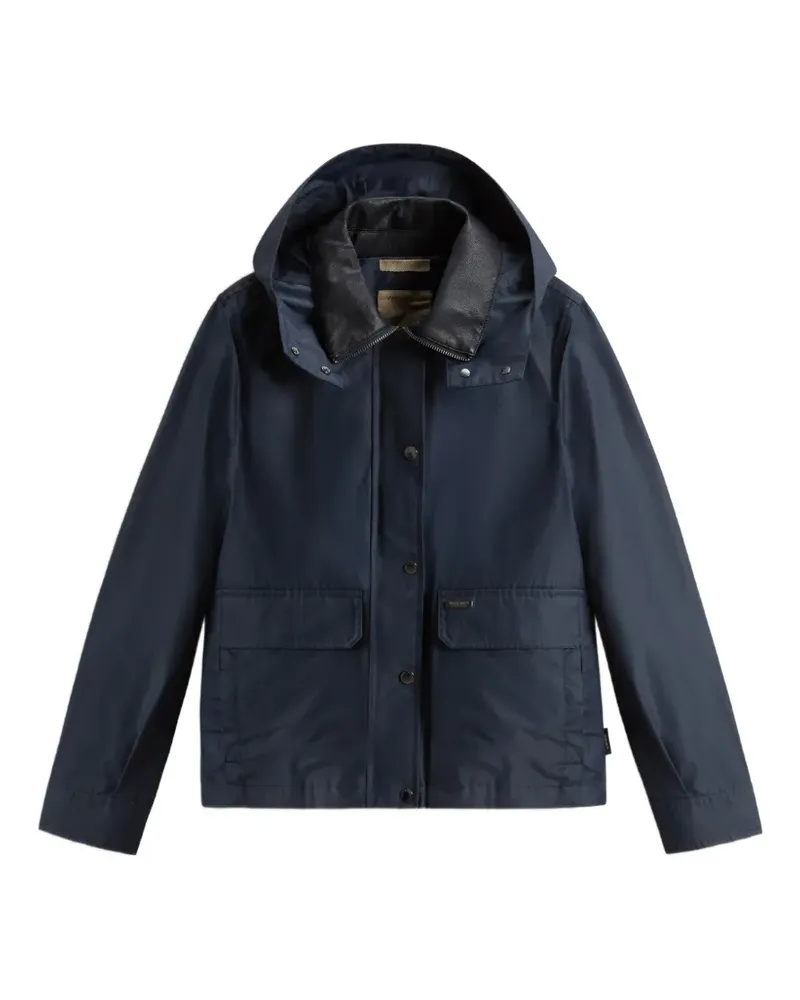 Woolrich Dundee superwax removable-hood jacket - Blau Blau