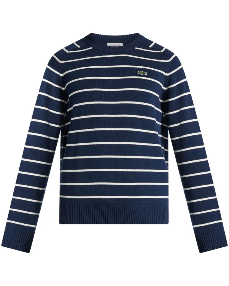 Lacoste Gestreifter Pullover mit Logo-Patch - Blau Blau