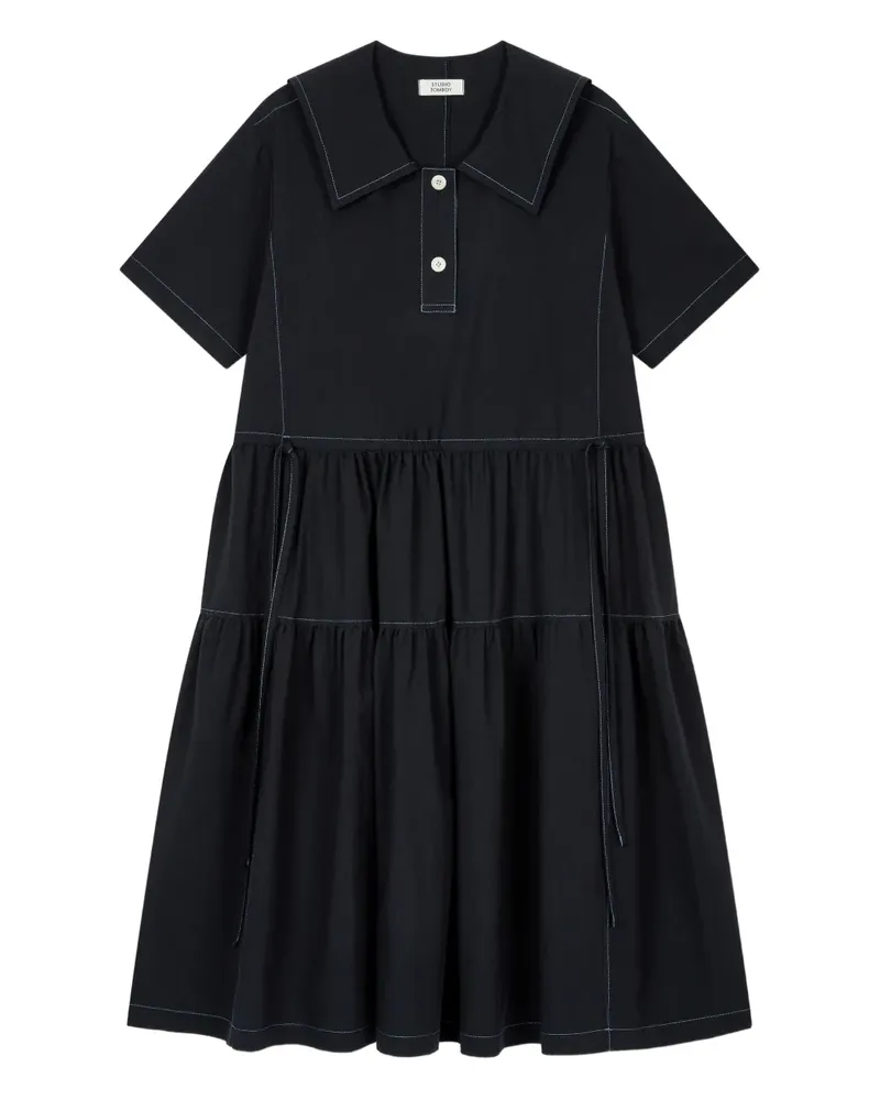 STUDIO TOMBOY Gestuftes Kleid mit Kragen - Schwarz Schwarz