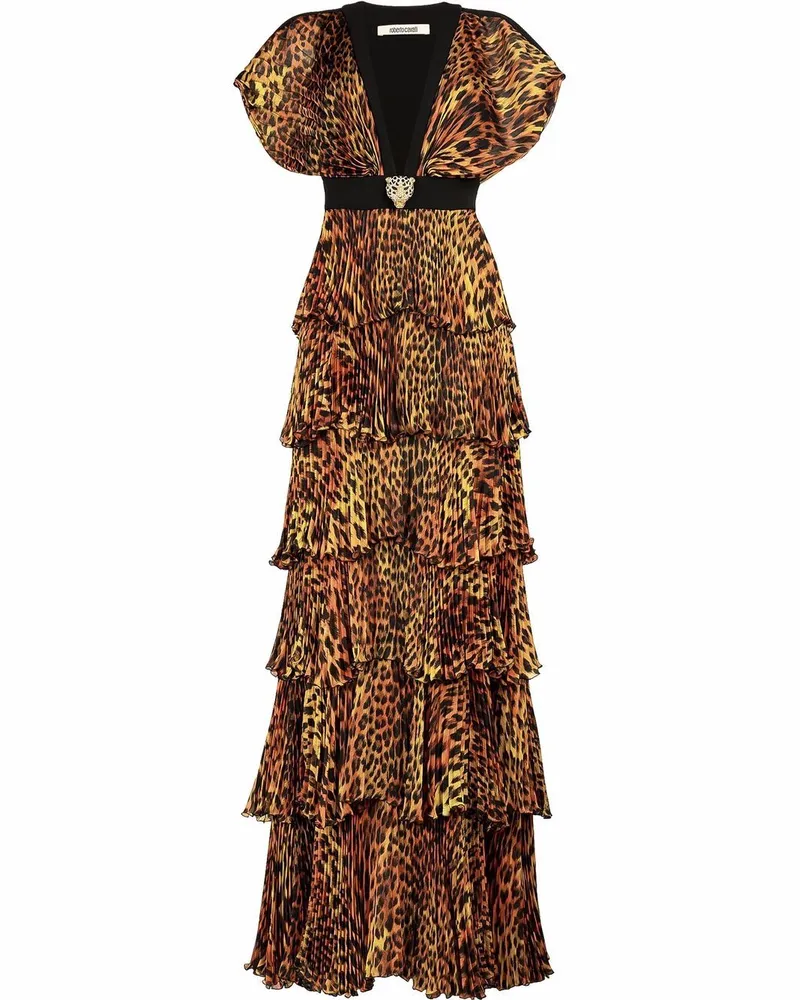 Roberto Cavalli Kleid mit Leoparden-Print - Schwarz Schwarz