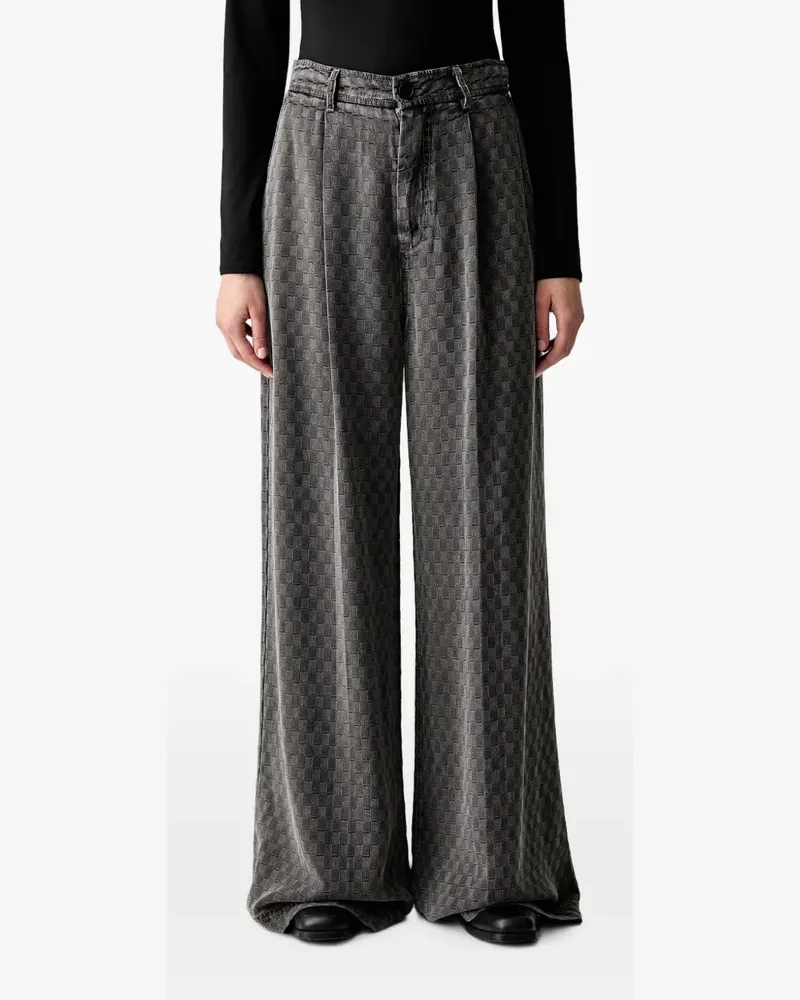 MUNTHE Ronan check-pattern wide-leg jeans - Grau Grau