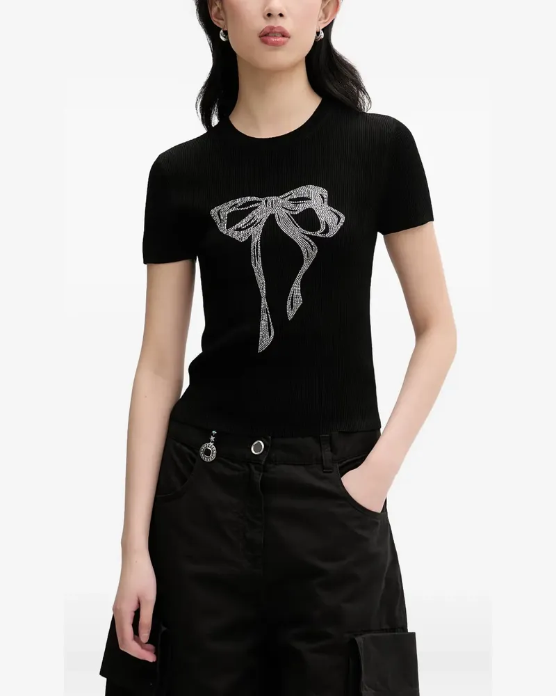 Miss Sixty rhinestone-embellished ribbed T-shirt - Schwarz Schwarz