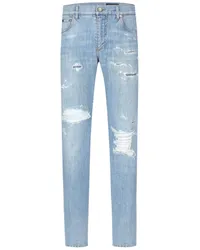 Dolce & Gabbana Slim-Fit-Jeans mit Logo-Schild Blau