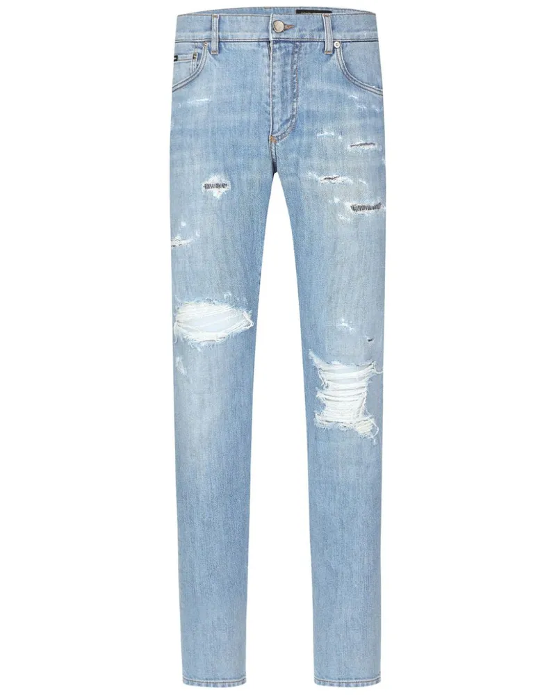 Dolce & Gabbana Slim-Fit-Jeans mit Logo-Schild Blau