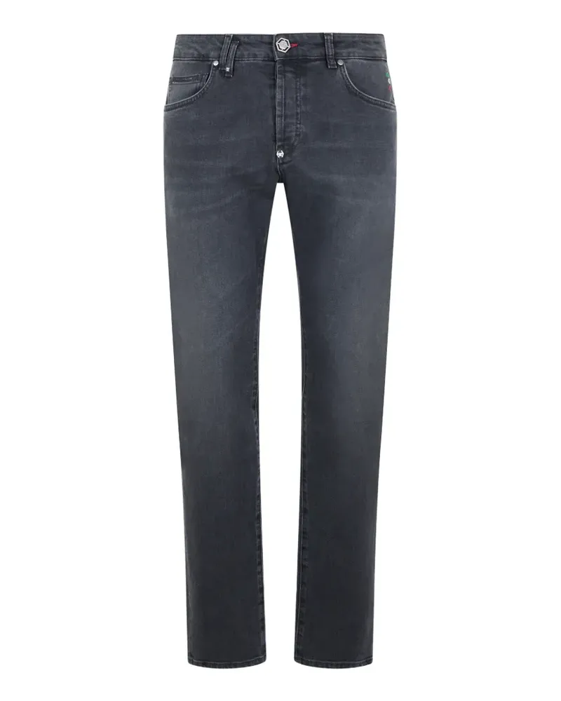 Philipp Plein logo-plaque faded jeans - Schwarz Schwarz