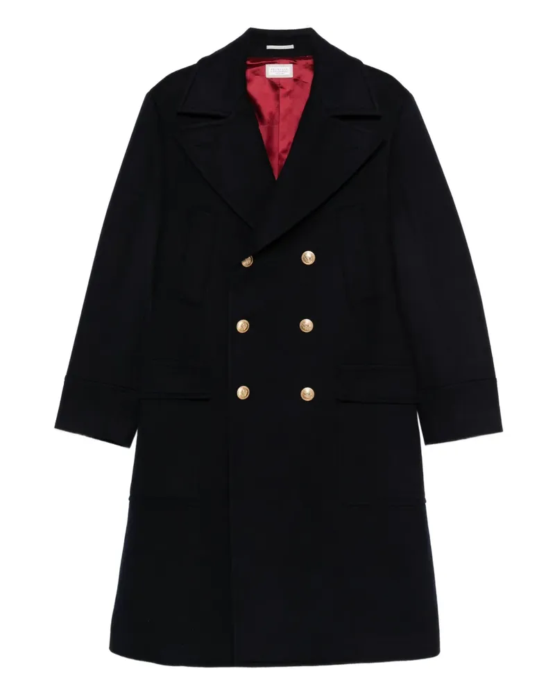 Brunello Cucinelli Doppelreihiger Mantel - Blau Blau