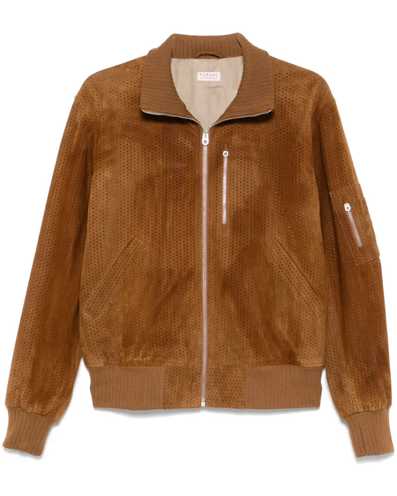 FURSAC Wildlederjacke mit Lochmuster - Braun Braun