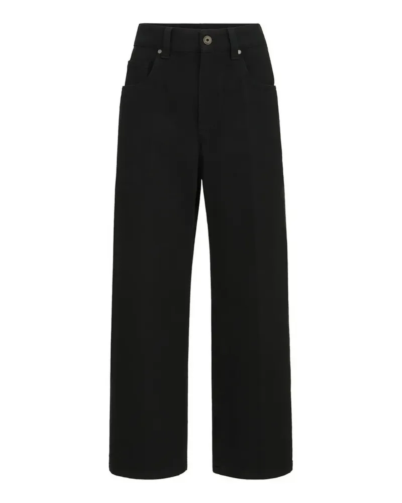 Brunello Cucinelli Moderne Karohose aus gefärbtem Denim mit Monili-Verzierung - Schwarz Schwarz