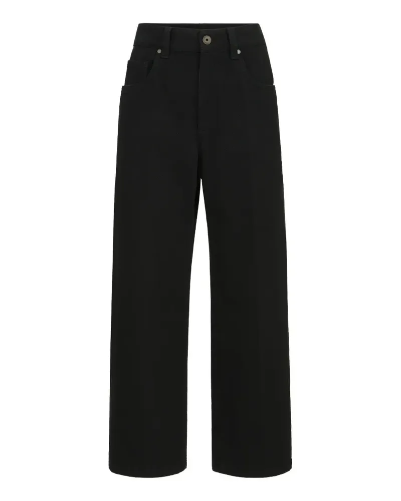 Brunello Cucinelli Moderne Karohose aus gefärbtem Denim mit Monili-Verzierung - Schwarz Schwarz