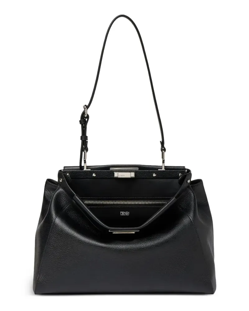 Fendi Mittelgroße My Peekaboo Handtasche mit Stickerei - Schwarz Schwarz