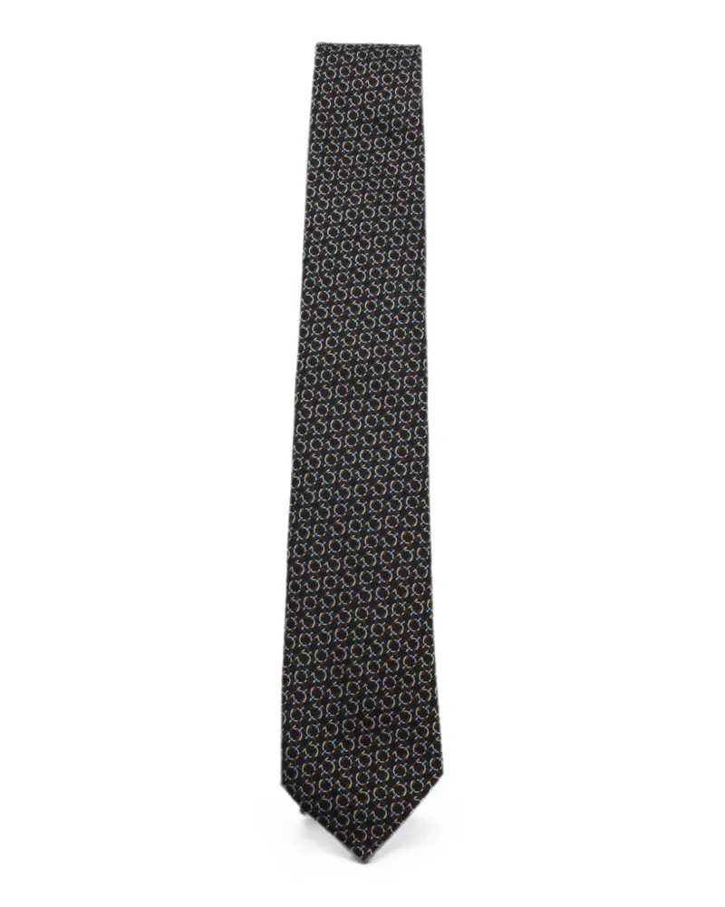 Ferragamo Gancini jacquard silk tie - Braun Braun