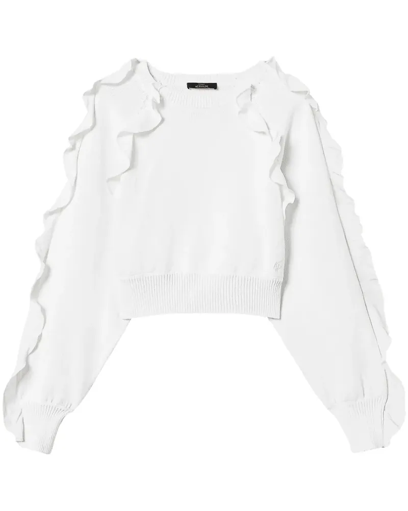 Twin-Set Pullover mit Rüschendetail - Weiß Weiß