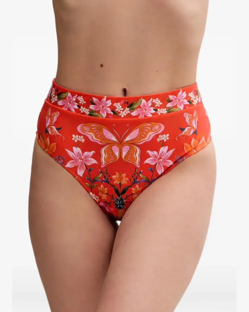 FARM Rio Bikinihöschen mit Blumen-Print - Orange Orange