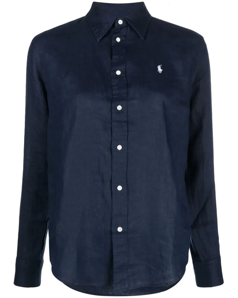 Ralph Lauren Leinenhemd mit Logo-Stickerei - Blau Blau