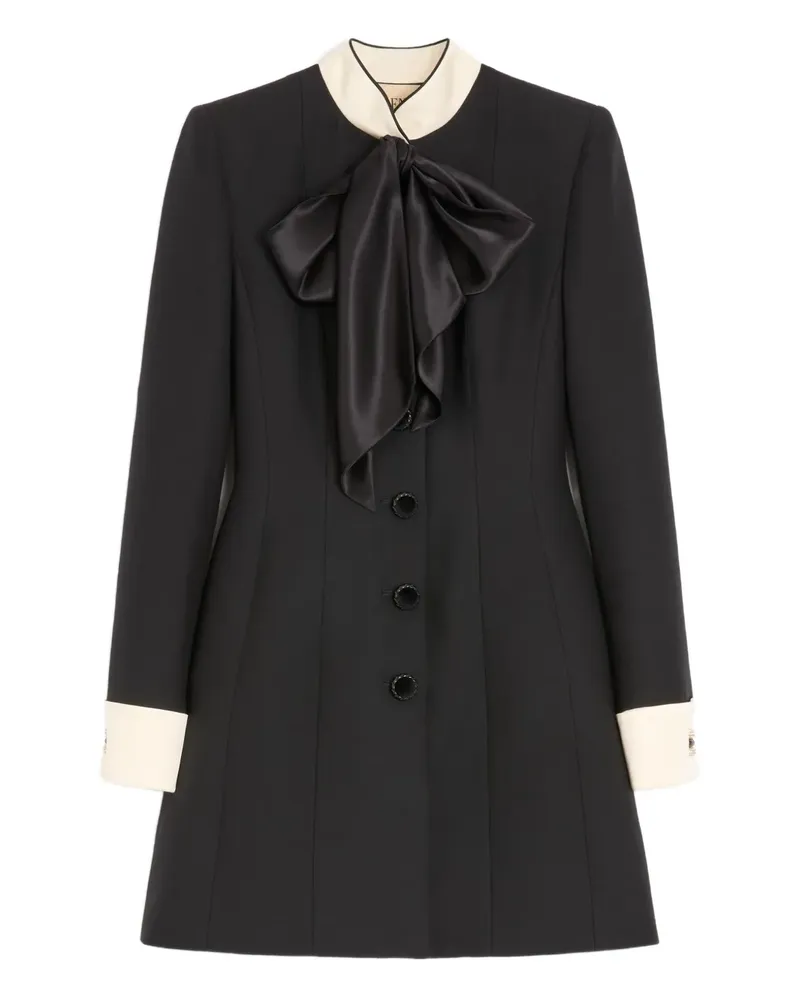 Valentino Garavani satin-bow jewel-button dress - Schwarz Schwarz