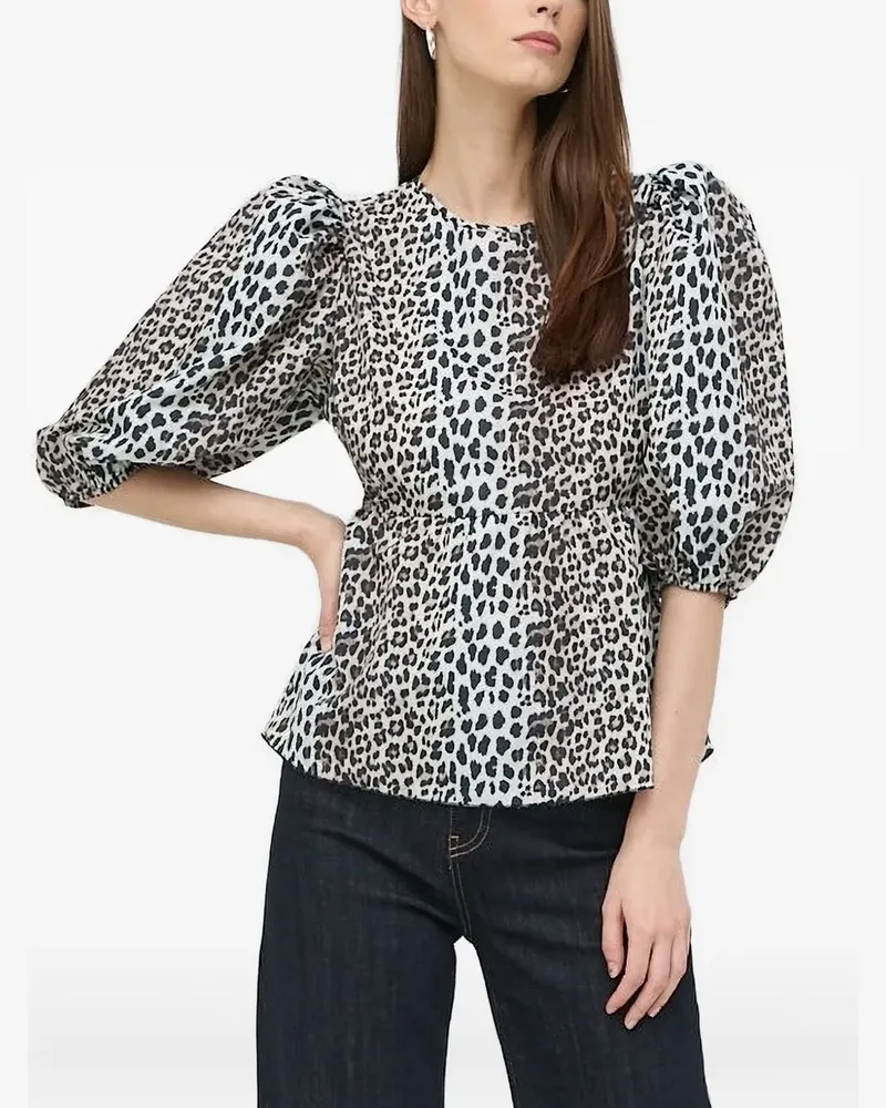 Notes du Nord Oberteil mit Leoparden-Print - Weiß Weiß