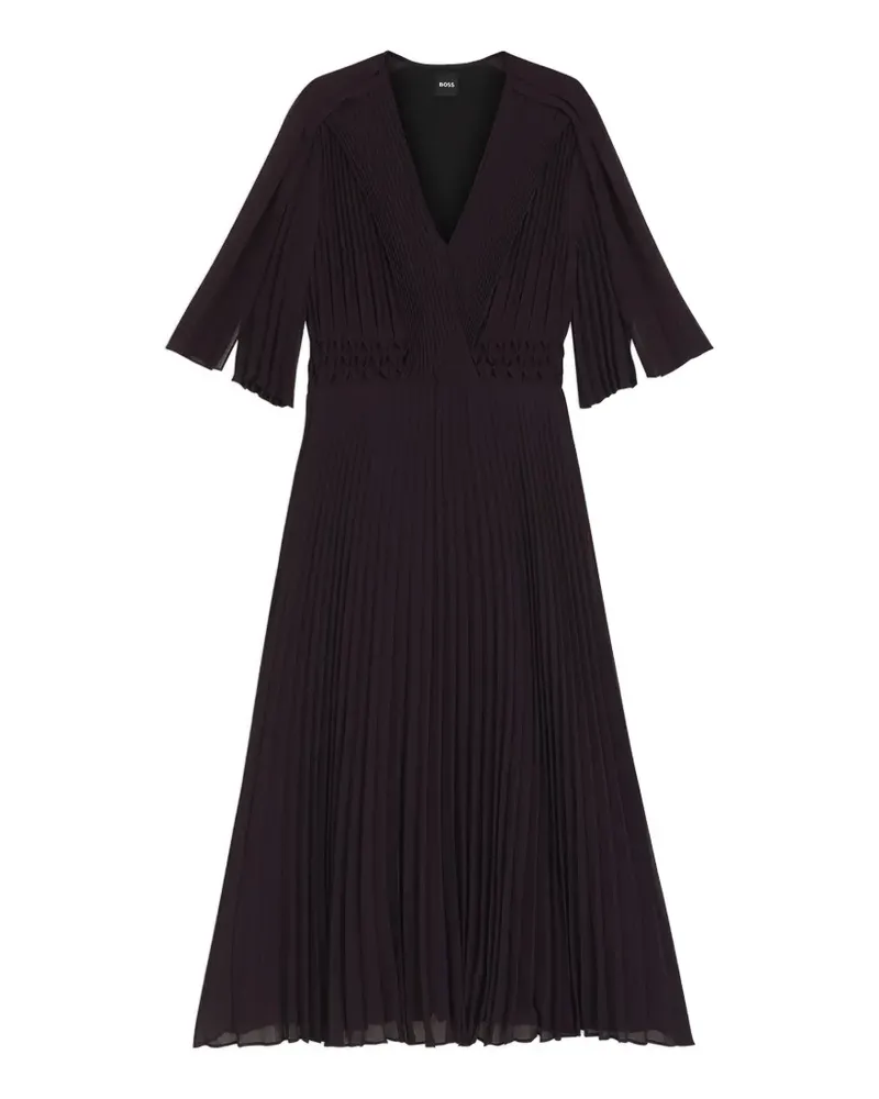 HUGO BOSS pleated V-neck midi dress - Violett Violett