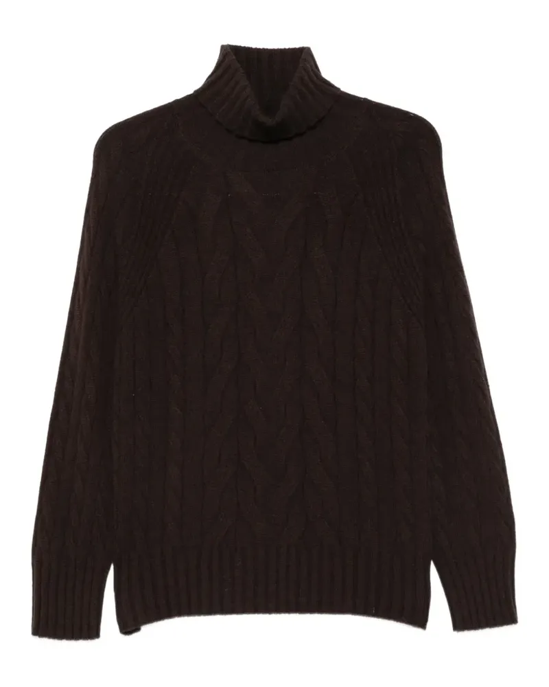 D.EXTERIOR Rollkragenpullover mit Zopfmuster - Braun Braun