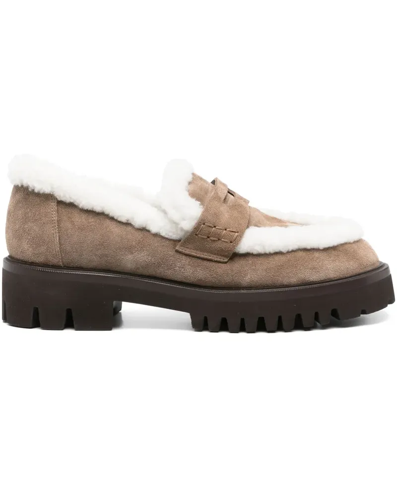 Truman's Shoes Penny-Loafer mit Shearling-Besatz - Nude Nude