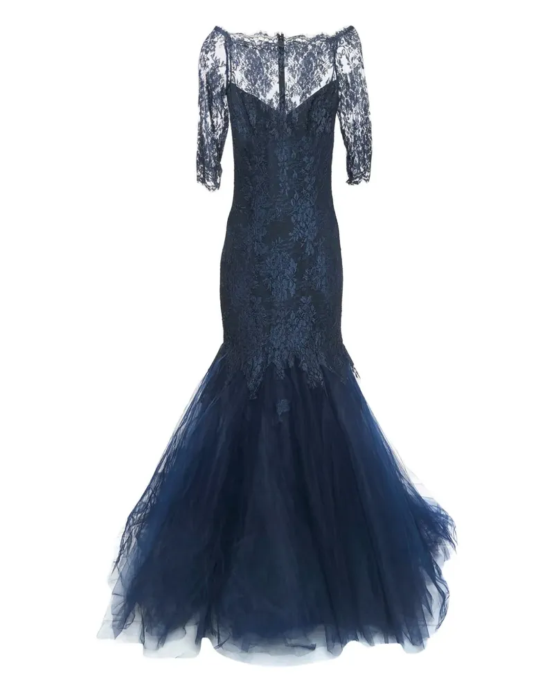 Monique Lhuillier Tüllrobe mit Spitze - Blau Blau