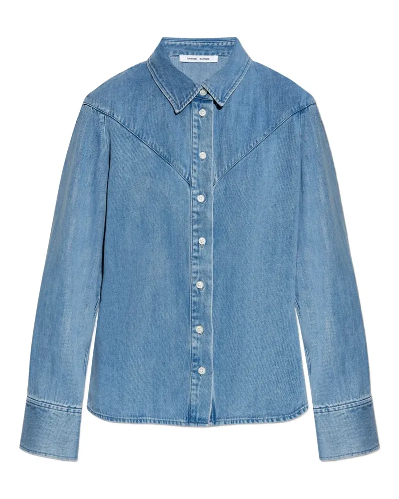 Samsøe & Samsøe Jeanshemd mit Knopfleiste - Blau Blau