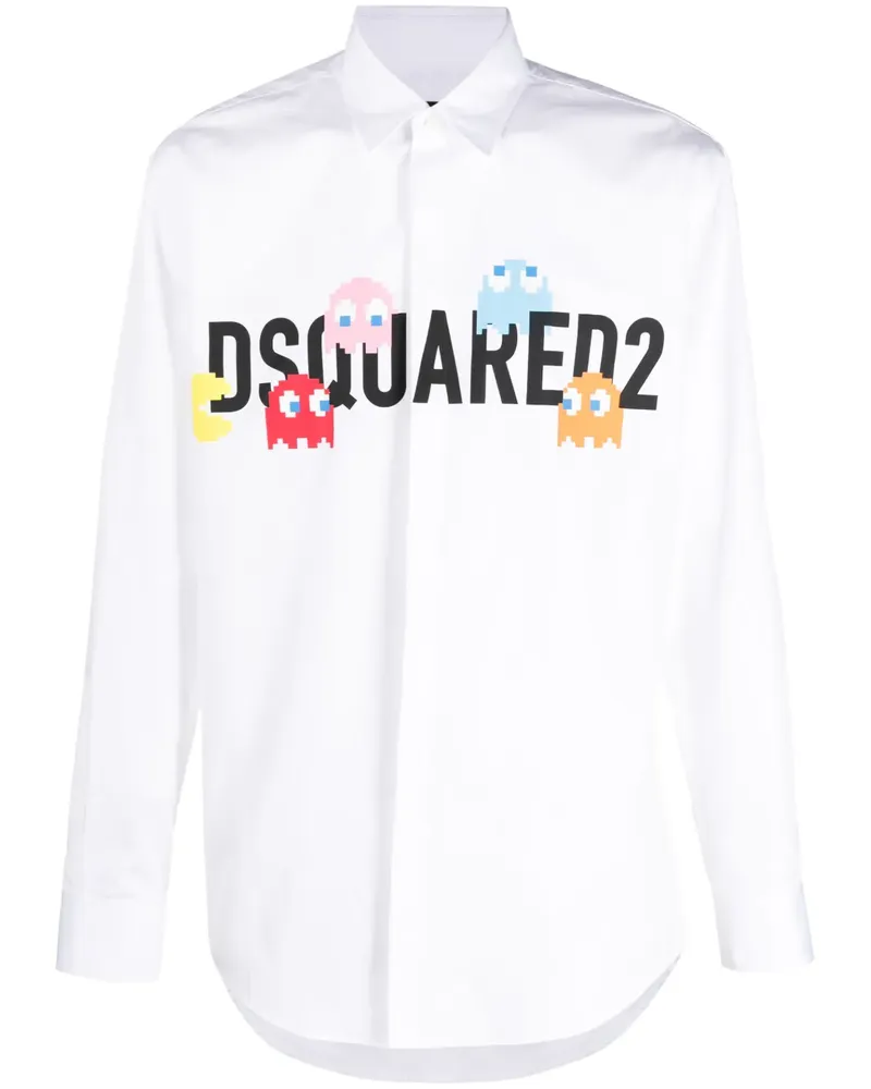 Dsquared2 Hemd mit Logo-Print - Weiß Weiß