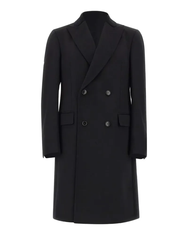 HUGO BOSS Doppelreihiger Slim-Fit-Mantel mit Samtkragen - Schwarz Schwarz