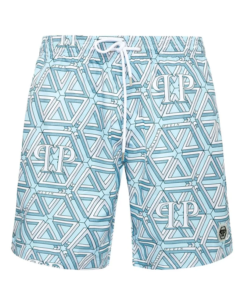 Philipp Plein Badeshorts mit Monogramm - Blau Blau