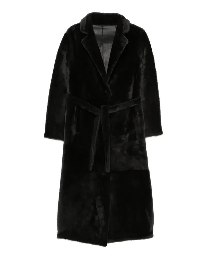 Yves Salomon Mantel aus Shearling mit Gürtel - Schwarz Schwarz