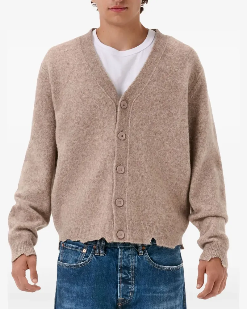 Cycle button frayed cardigan - Nude Nude